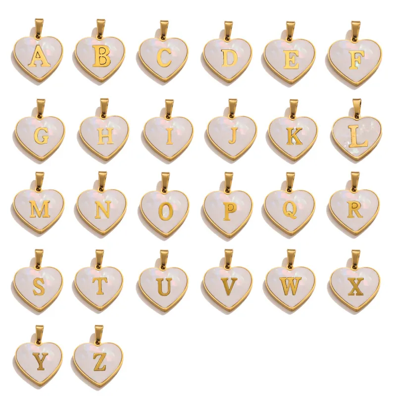 Stainless Steel Heart Pendant 26 Letter Pendant DIY Handmade Necklace Accessories