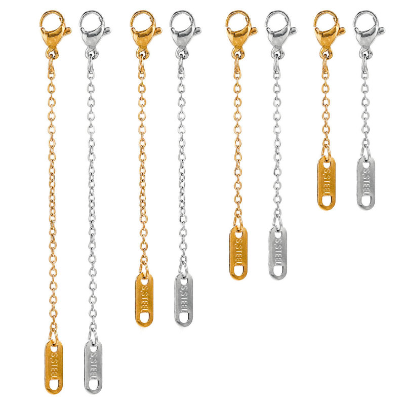Stainless Steel Extension Extended Tail Chains Lobster Clasps Connectors DIY Jewelry Making Findings Bracelet Necklaces