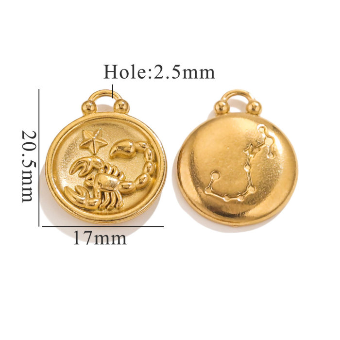 18K Gold Plated Stainless Steel Minimalist 12 Constellations Series DIY Accessories Woman's Waterproof Bijoux Delicat...