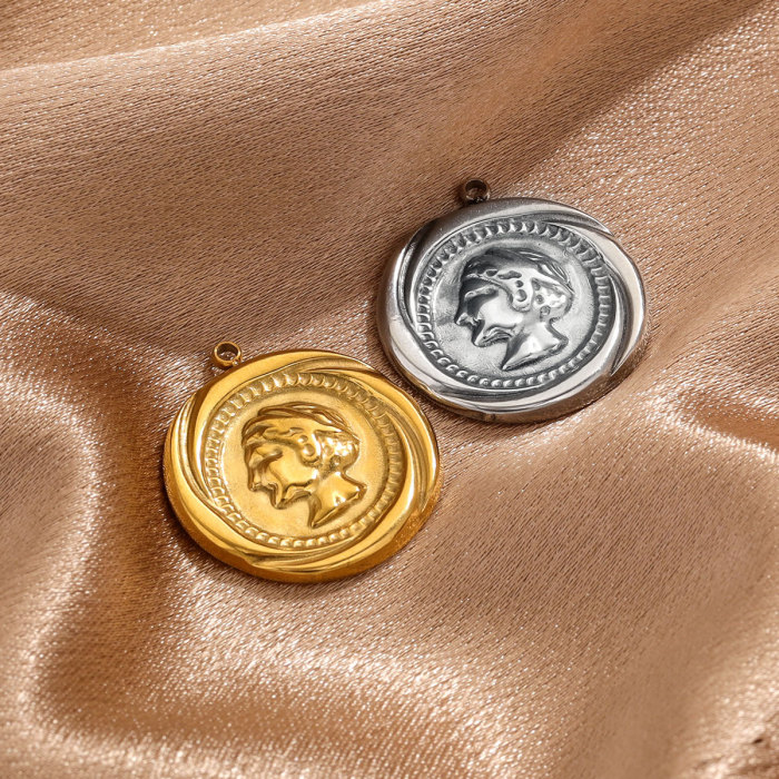 Stainless Steel Portrait Queen Elizabeth Coin Pendants Anti-Corrosion Small Round Pendant Charm Jewelry Accessories