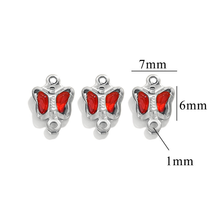 Stainless Steel Crystal Butterfly High-grade Color Titanium Steel Pendant Necklace DIY Jewelry Accessories Wholesale