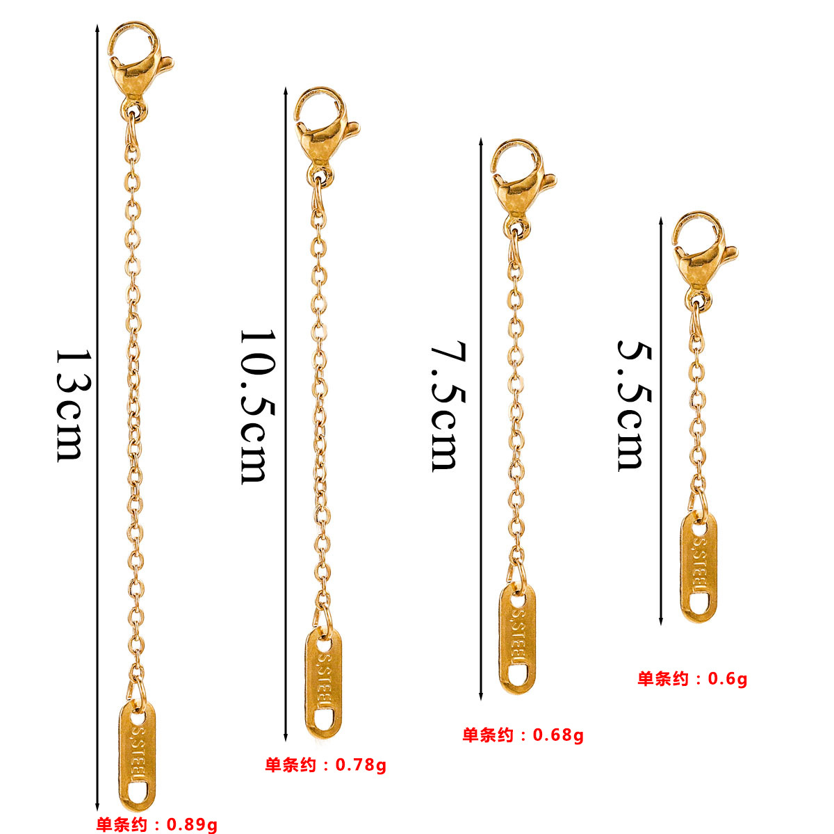 Stainless Steel Extension Extended Tail Chains Lobster Clasps Connectors Diy Jewelry Making Findings Bracelet Necklaces 216045156009