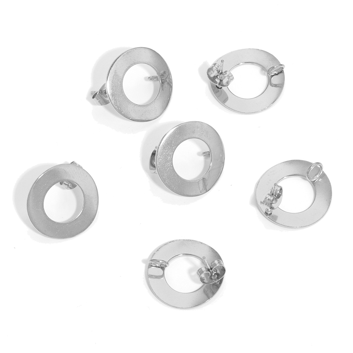 Stainless Steel 18Mm Round Stud Earrings With Hanging Diy Earring Accessory 216045176427