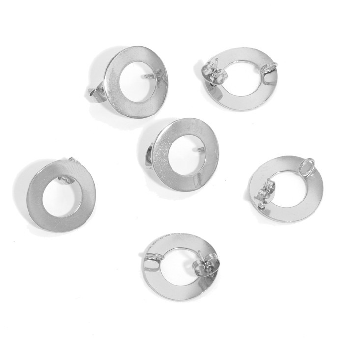 Stainless Steel 18mm Round Stud Earrings with Hanging DIY Earring Accessory