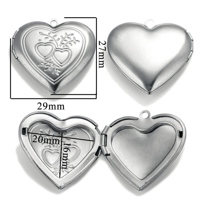 Stainless Steel Love Box Pendant Retro Relief Pattern Pendant DIY Creative Necklace Jewelry Accessory