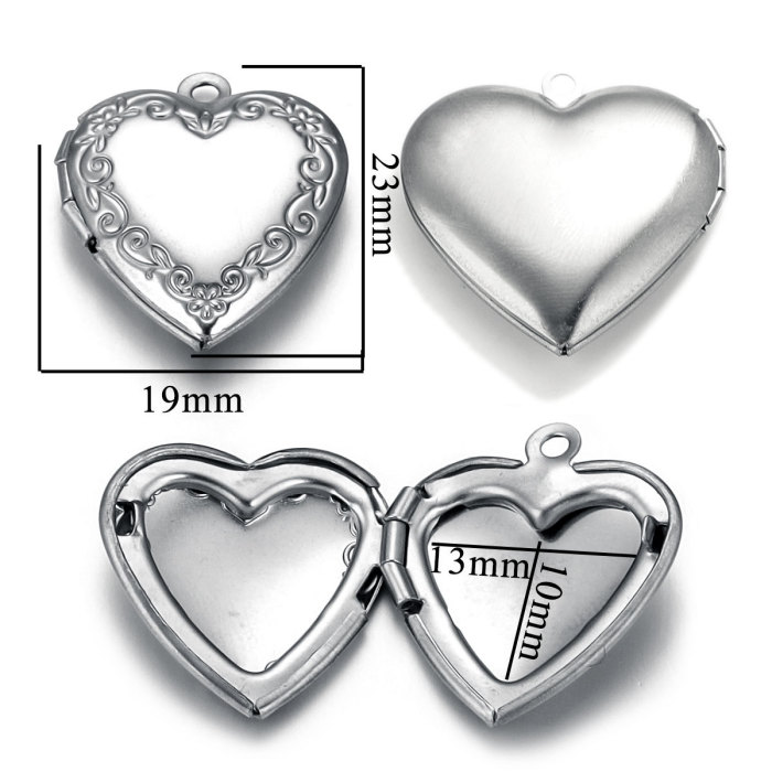 Stainless Steel Love Box Pendant Retro Relief Pattern Pendant DIY Creative Necklace Jewelry Accessory