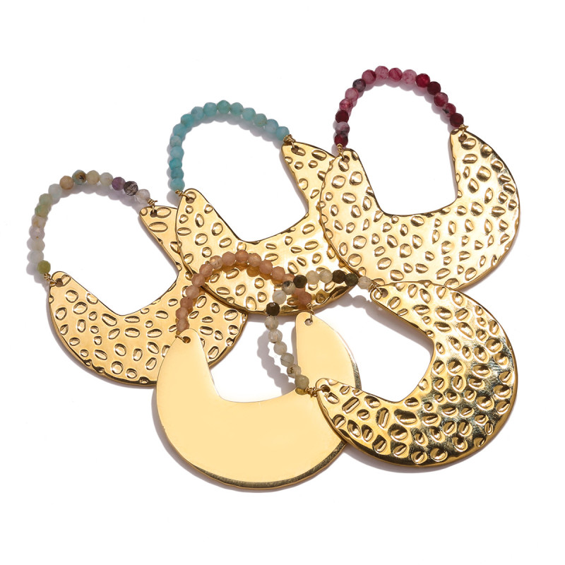 Stainless Steel Bohemian Natural Stone Pendant Accessories DIY Earrings Jewelry