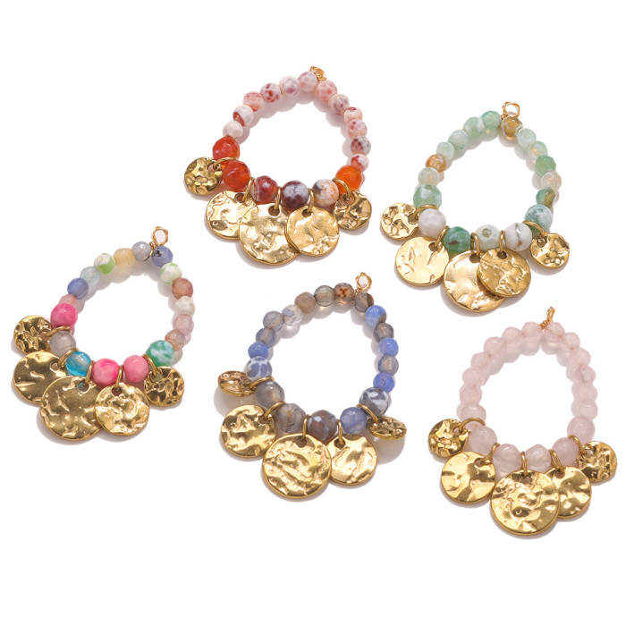 Hot Sale Stainless Steel Bohemian Hand-woven Drop Pendant DIY Earrings Jewelry