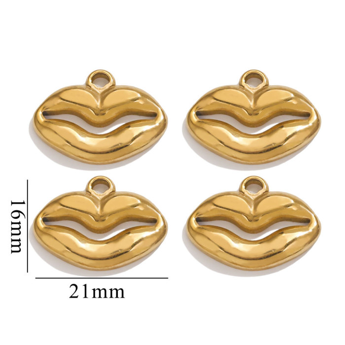 DIY Punk Style Necklace Accessories Personality Lip Hollow Pendant Stainless Steel Jewelry