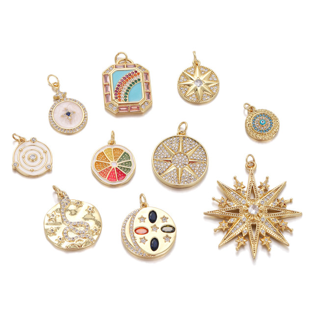 Stylish Chic Hypoallergenic Devil's Eye Rainbow Octagon Star Pendant Non-fading Handmade DIY Jewelry Accessories