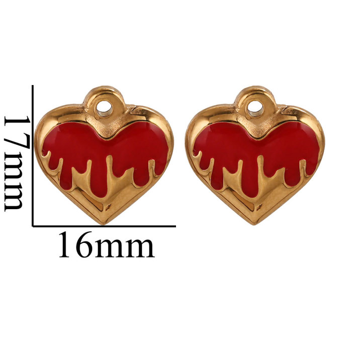 Stainless Steel 16mm Enamel Heart Charms Pendants for DIY Couples Jewelry Necklaces Findings Bracelets Making Supplies