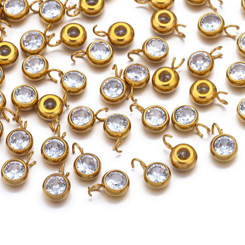 18k Gold Stainless Steel Round Pendant Necklace Bracelet DIY Handmade Jewelry Accessories Wholesale