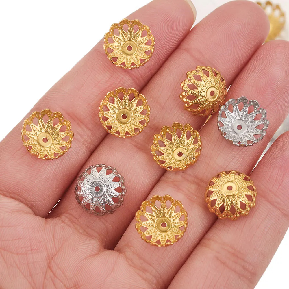 18K Gold Plated Filigree Bead Caps For Jewelry Making Supplies Handmade Diy Beading Accessories 216045157116