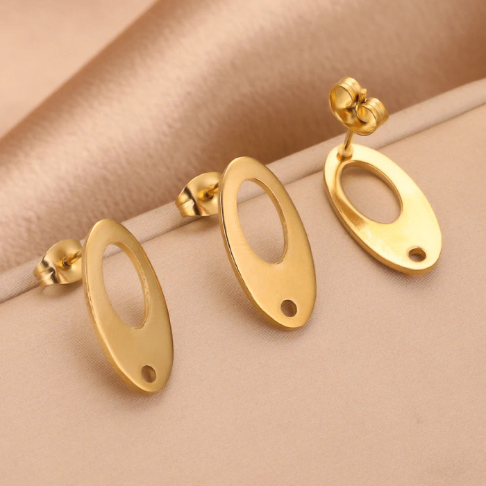 Stainless Steel Oval Point Earring Making Supplies Hooks Connectors Earring Base Posts Components Parts Jewelry Materials
