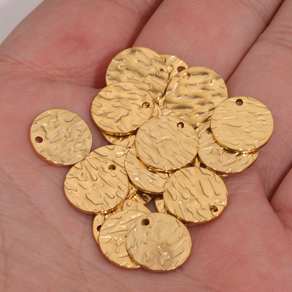 Stainless Steel Embossed Round Piece Diy Jewelry Piece Pendant Single Hole Tag Bracelet Necklace Accessories 216045164250