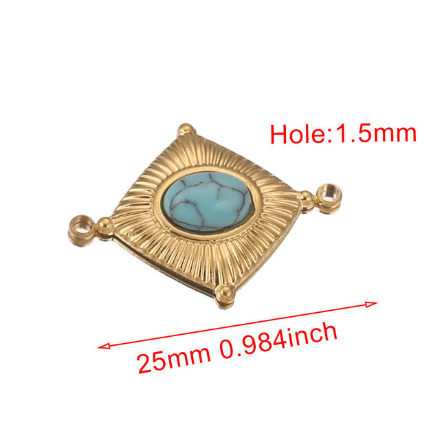 Stainless Steel Double Holes Rhombus With Natural Stone Bracelet Necklace Pendant Connectors For Diy Jewelry Making 216045162282