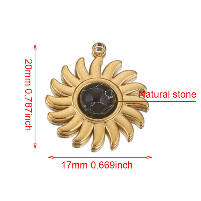 Stainless Steel Sun Pendant Bohemian Style Natural Stone Pendant DIY Earrings Necklace Accessories
