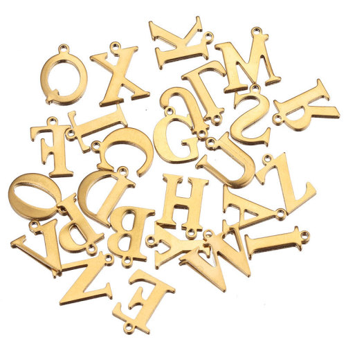 Stainless Steel Gold Color Letter Charm A-Z Alphabet Beads Pendants for DIY Bracelet Jewelry Necklace Making