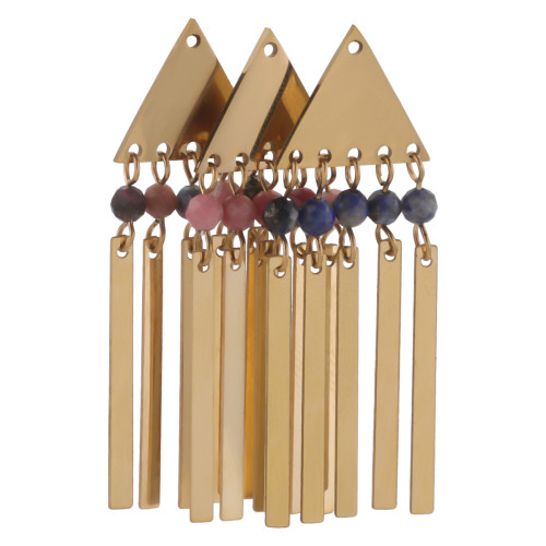 Stainless Steel Bohemian Style Triangle Natural Stone Long Pendant DIY Necklace Earrings Jewelry