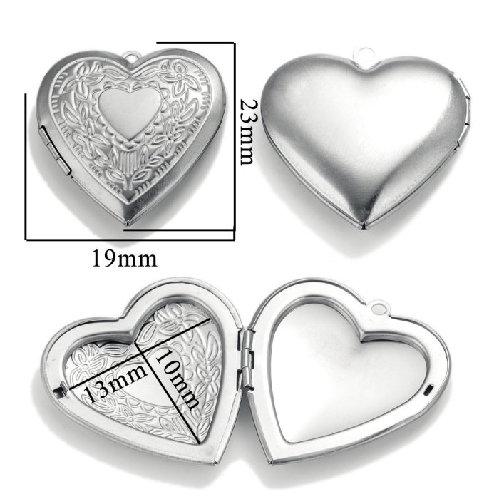 Stainless Steel Love Box Pendant Retro Relief Pattern Pendant DIY Creative Necklace Jewelry Accessory