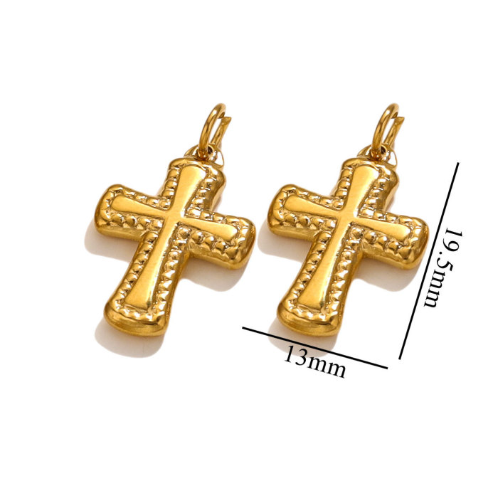 18K Gold Plated Stainless Steel Cross Pendant with Open Loop Premium Heavy Industry Pendant DIY Bracelet Necklace