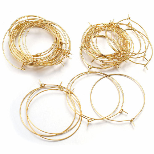 Gold Hoops Earrings Big Circle Ear Wire Hoops Earrings Wires For DIY Jewelry Making Supplies