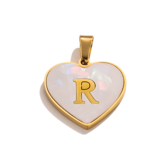 Stainless Steel Heart Pendant 26 Letter Pendant DIY Handmade Necklace Accessories