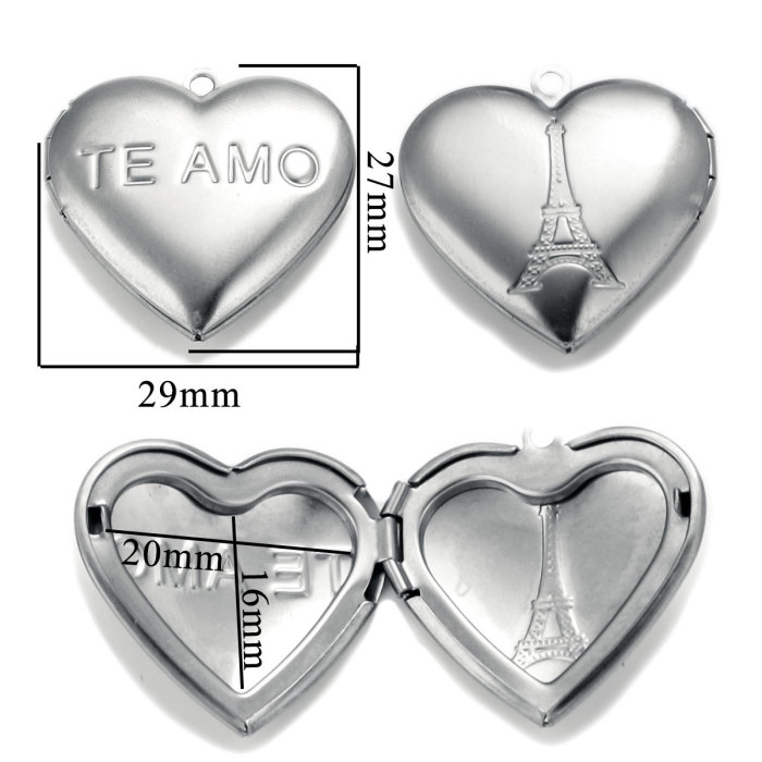 Stainless Steel Love Box Pendant Retro Relief Pattern Pendant DIY Creative Necklace Jewelry Accessory