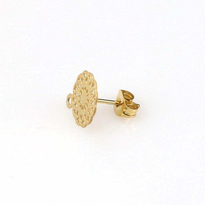 Stainless Steel Ear Accessories Round Hollow Base Earpin Earrings Accessories DIY Handmade