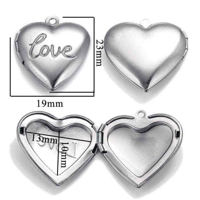 Stainless Steel Love Box Pendant Retro Relief Pattern Pendant DIY Creative Necklace Jewelry Accessory