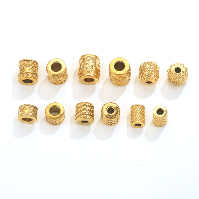 Stainless Steel Cylinder Spacer Loose Bead Necklace Findings Beads for DIY Necklace Charms Jewelry Making Accessories