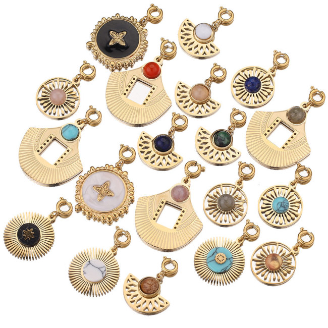 Stainless Steel Natural Stone Charm Pendant Accessories DIY Jewelry Women's Necklaces Supplies
