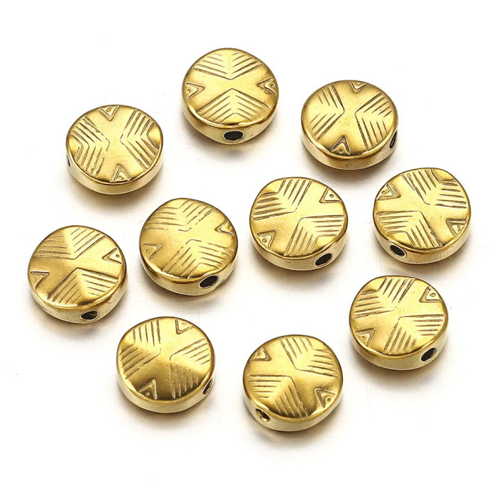 Stainless Steel Round Square Bead Globular Bead Gold Plated Positioning Bead DIY Jewelry Accessories