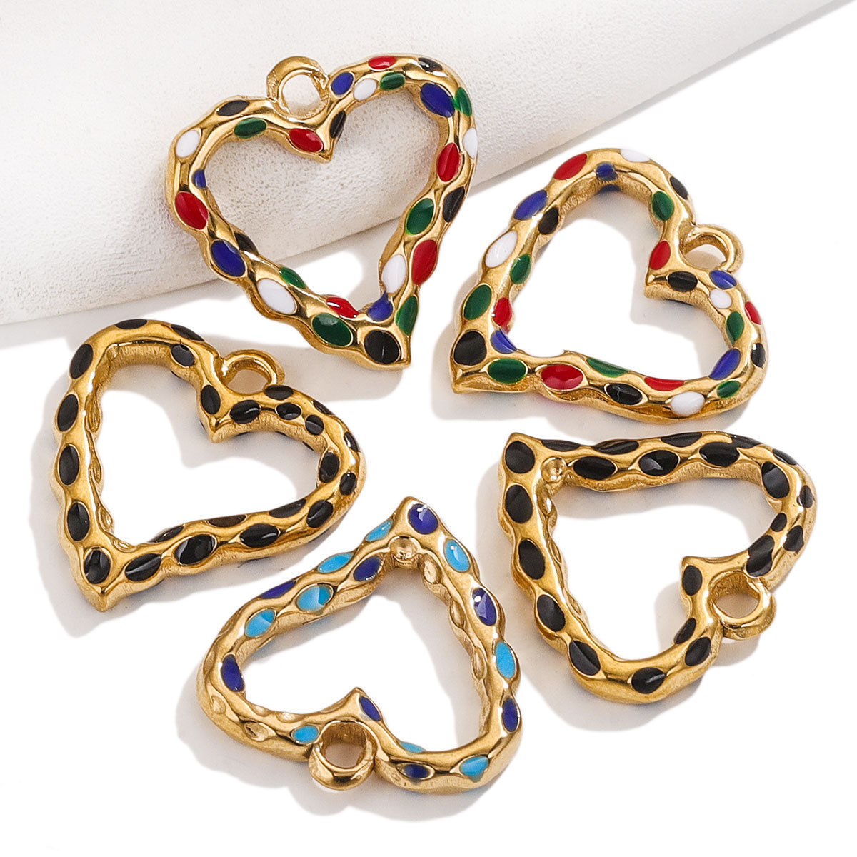 Stainless Steel Heart Enamel Charms For Diy Jewelry Necklaces Pendants Findings Bracelets Supplies Earrings Making 216045154410