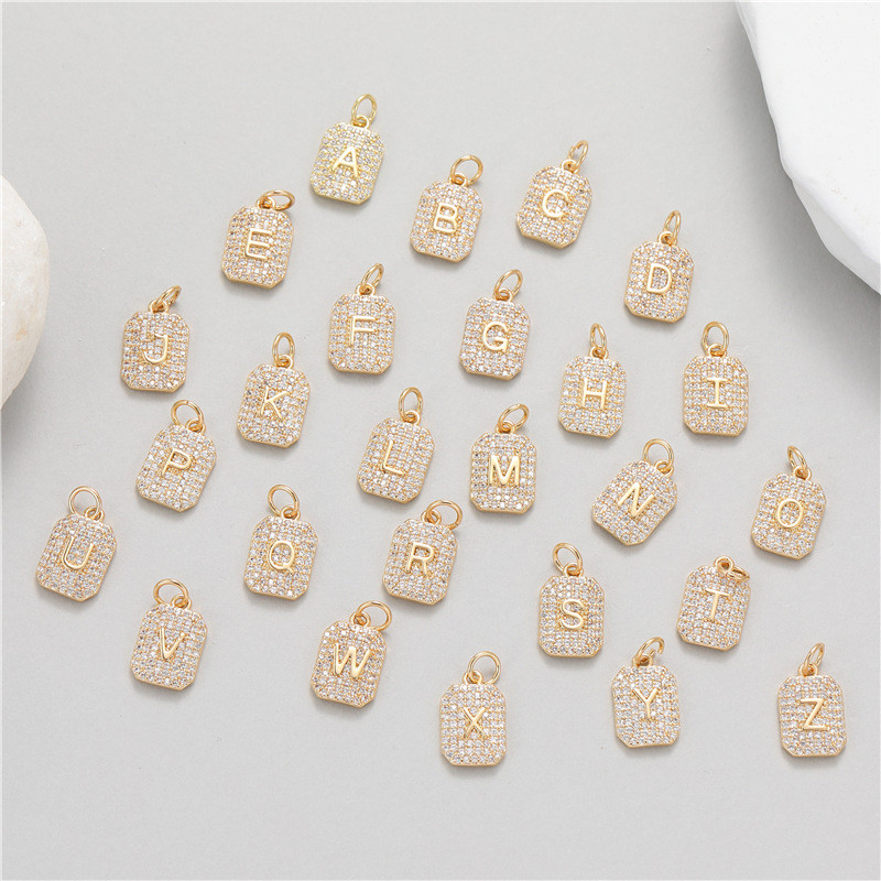 Stylish Chic Customizable Micro-inset Zircon English Letters Pendant Accessories DIY Jewelry
