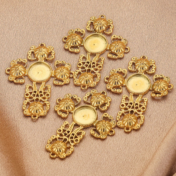 Stainless steel 12mm Cross Tray Pendant Pendant DIY Necklace Earrings Jewelry Accessories