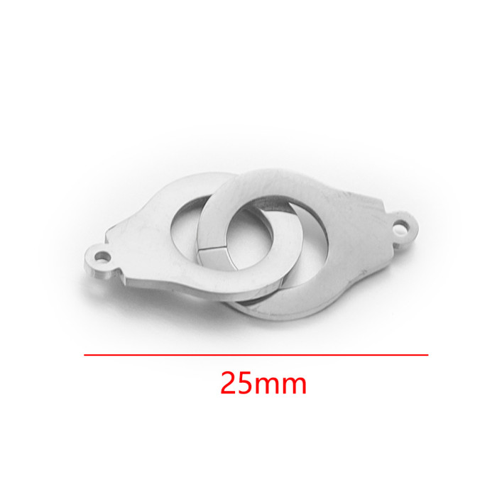 Stainless Steel Handcuff Pendant Double Hole Necklace Bracelet Charms Connectors for DIY Jewelry Making Accessories