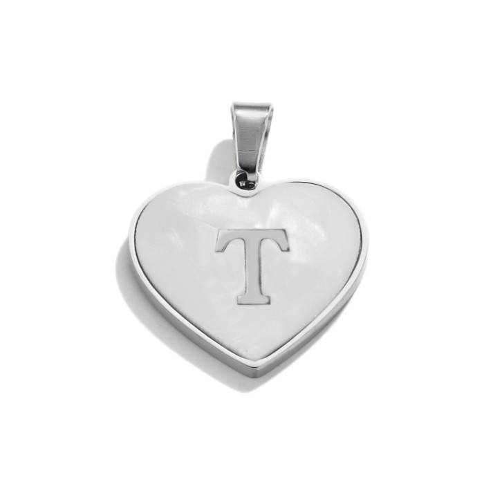 Stainless Steel Heart Pendant 26 Letter Pendant DIY Handmade Necklace Accessories
