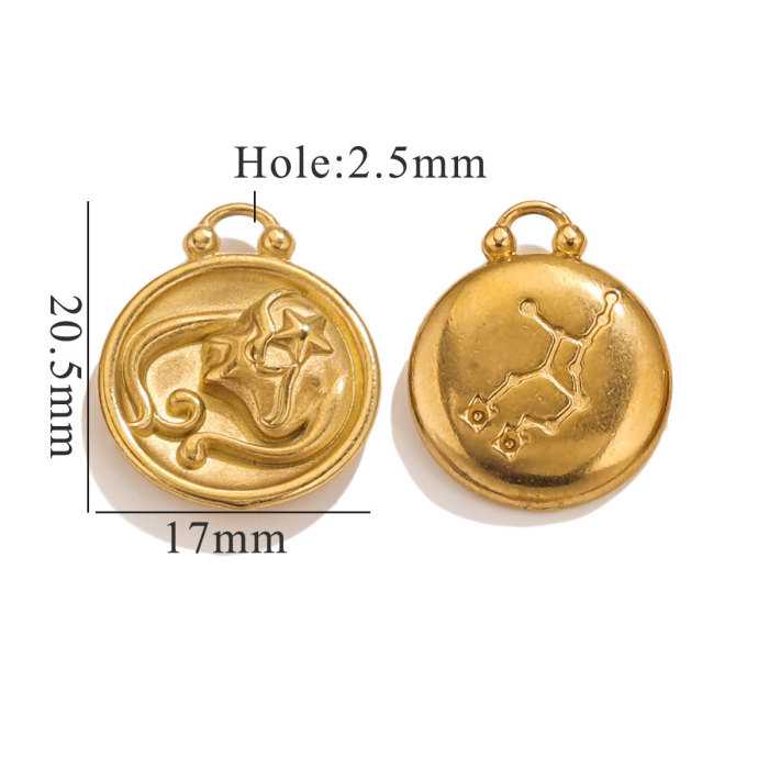 18K Gold Plated Stainless Steel Minimalist 12 Constellations Series DIY Accessories Woman's Waterproof Bijoux Delicat...