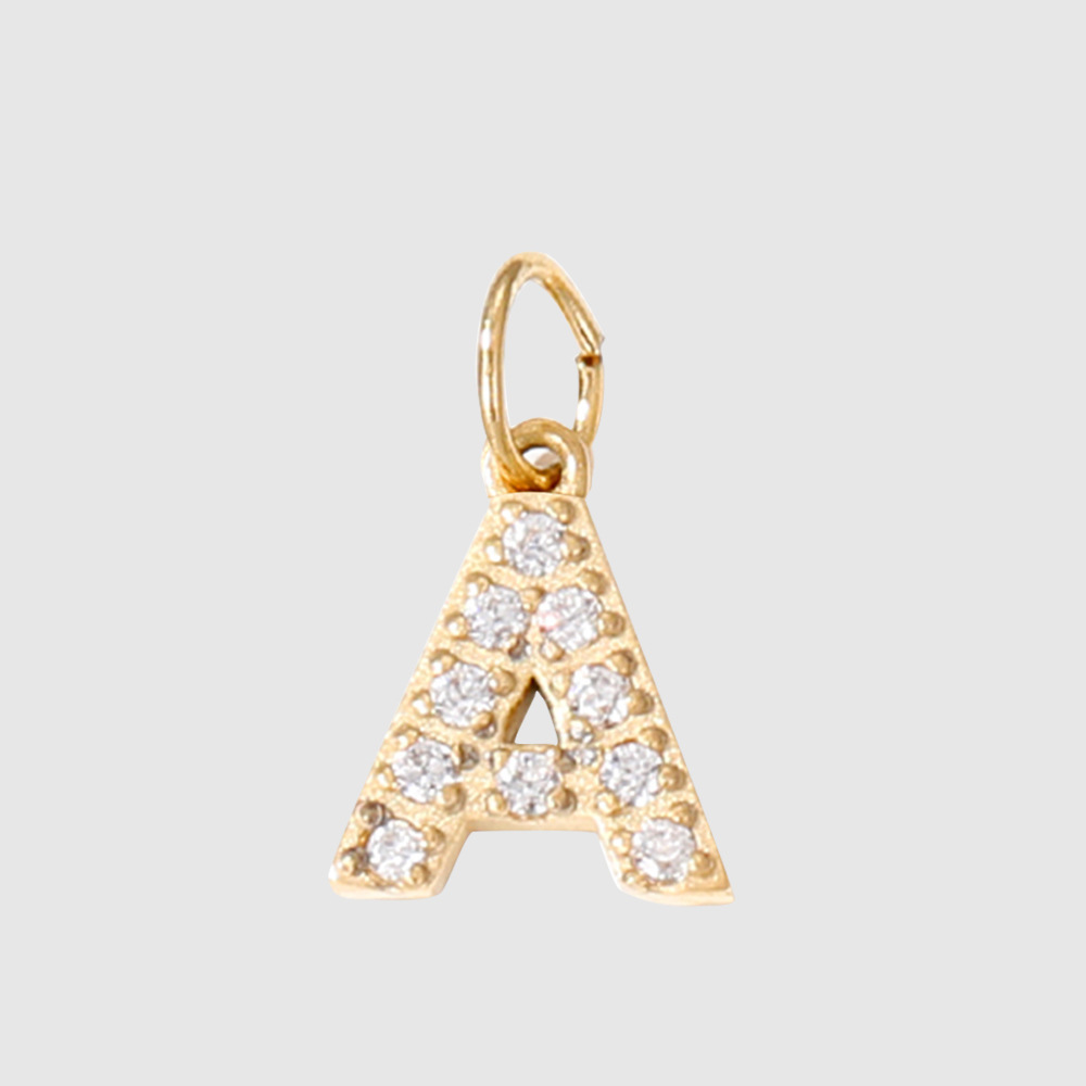 Stylish Chic Elegant 26 English Letter Pendant With Zircon 14K Gold Plated Pendant Diy Jewelry Accessories 216045154902