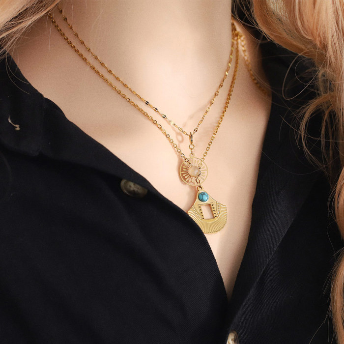 Stainless Steel Natural Stone Charm Pendant Accessories DIY Jewelry Women's Necklaces Supplies