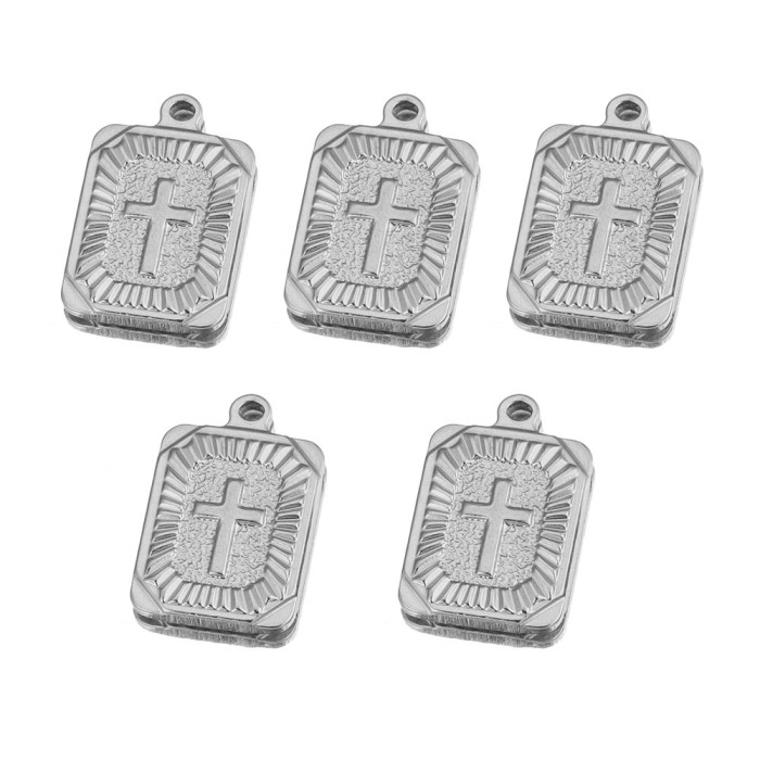 Stainless Steel Rectangular Cross Pendant DIY Jewelry Hip Hop Necklace Pendant Wholesale
