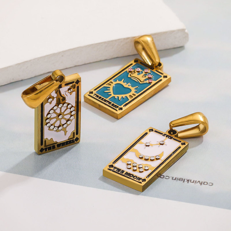 New Design Jewelry Gift Colorful Geometric Moon Sun Lover Stainless Steel Tarot Necklaces for Women