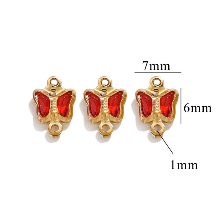 Stainless Steel Crystal Butterfly High-grade Color Titanium Steel Pendant Necklace DIY Jewelry Accessories Wholesale