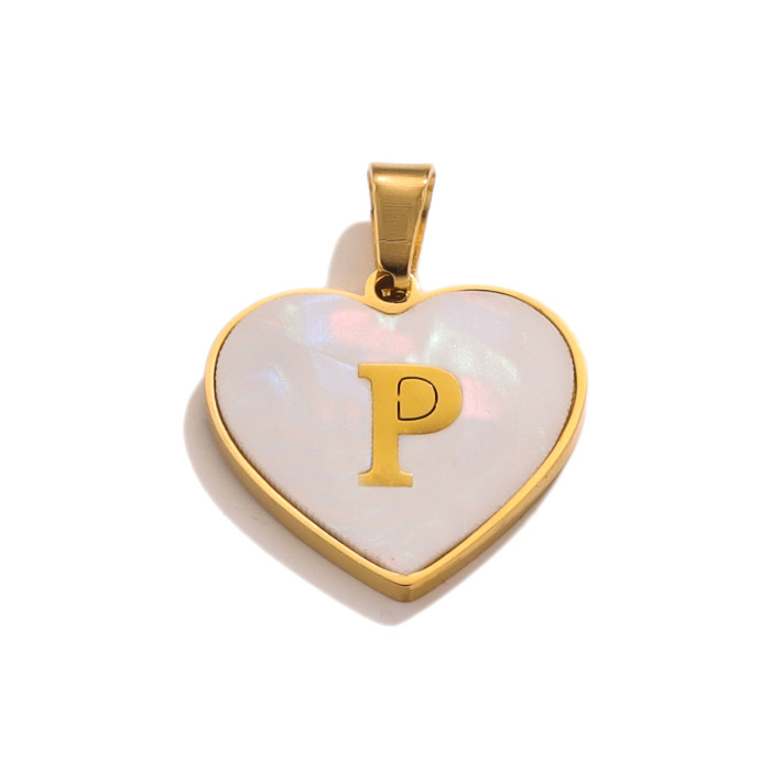 Stainless Steel Heart Pendant 26 Letter Pendant DIY Handmade Necklace Accessories
