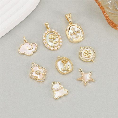 Stylish Classic Refined Chic Elegant14K Gold Plated Pendant with Natural White Shell Festival Trendy Casual Jewelry Gift