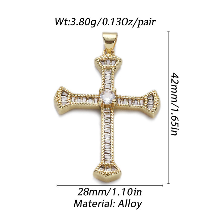 Stylish Chic Dainty Elegant 18K Gold Plated Pendant Zircon Cross Pendant Trendy Party Festival Casual Jewelry Gift, N...