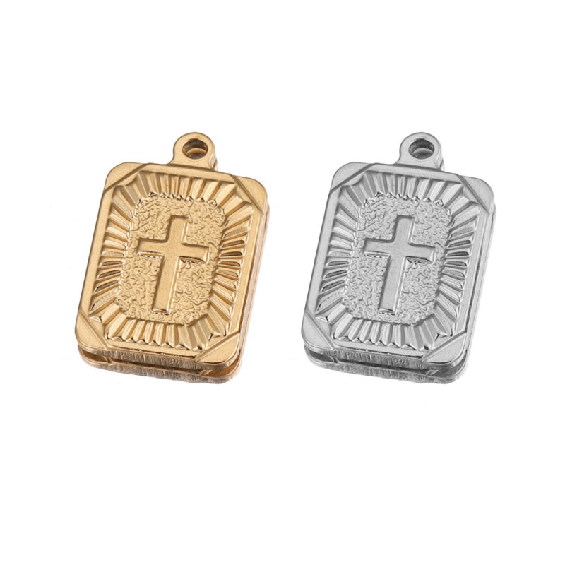 Stainless Steel Rectangular Cross Pendant DIY Jewelry Hip Hop Necklace Pendant Wholesale