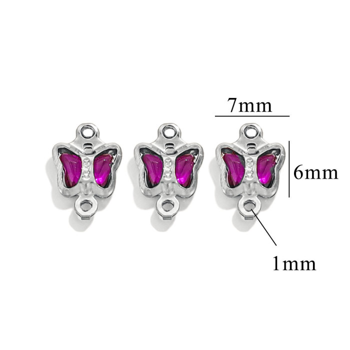 Stainless Steel Crystal Butterfly High-grade Color Titanium Steel Pendant Necklace DIY Jewelry Accessories Wholesale