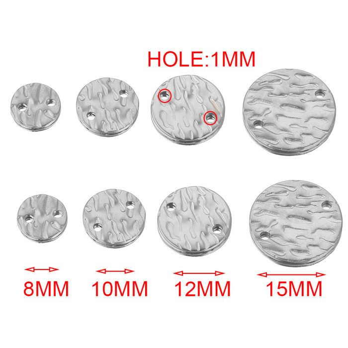 Stainless Steel Irregularly Embossed Round Sheet Pendant Titanium Steel Pendant with Holes